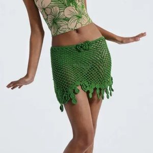 Jaded LDN Green Crochet Skirt